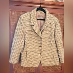 Ann Taylor Tan & Blue Tweed Blazer